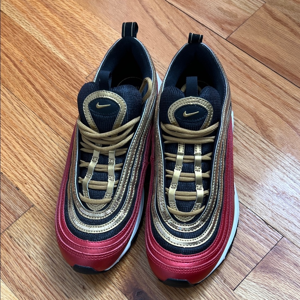 Nike Black, Red, and Gold Sneakers